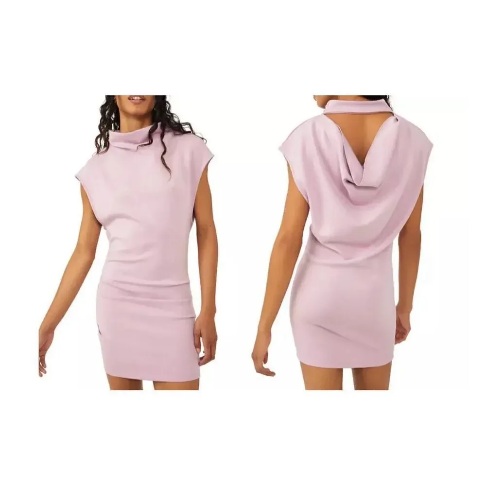 Free People Amelie Lilac Dress mock neck Knit Dress size L